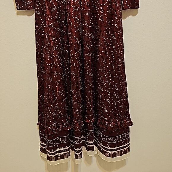 NWOT! & other stories Paris Atelier heart print midi/maxi dress in oxblood 4 - Picture 4 of 13